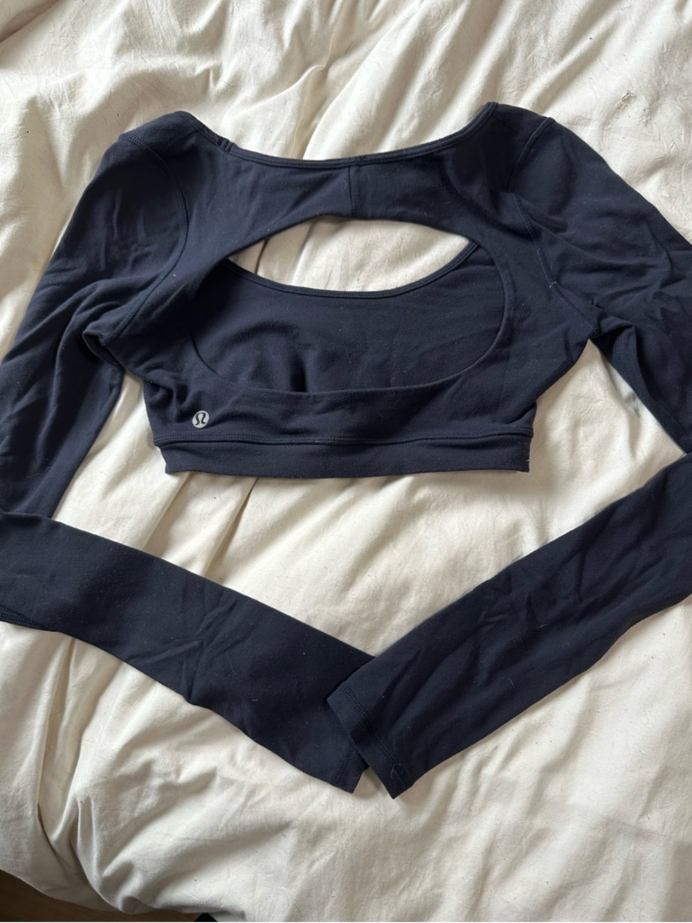 Lululemon Navy Long Sleeve Open-Back Crop Top
